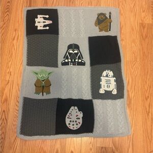 Pottery Barn Star Wars Cozy White and Gray Patchwork Baby Blanket